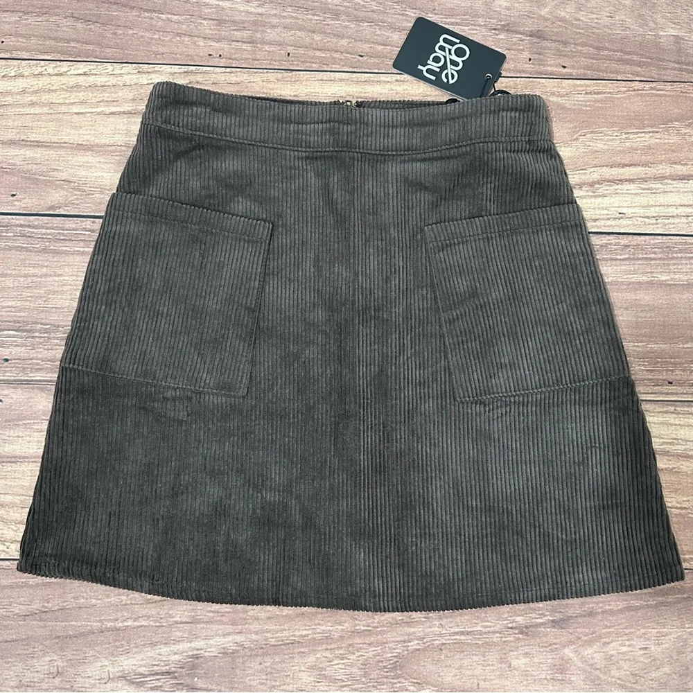 NWT One Way for LF Retro Brown Corduroy A-Line Mini Skirt AU 8 US XS